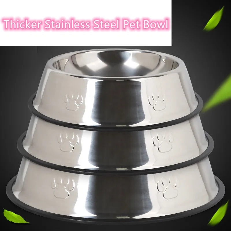 Stainless Steel Dog & Cat Bowl – Non-Slip, Anti-Ant, Durable Pet Feeder, 6 Sizes