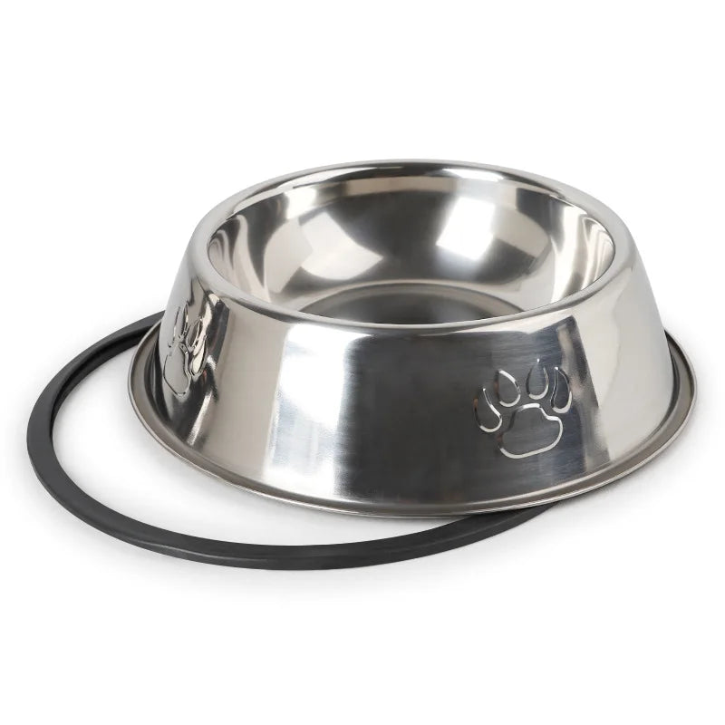 Stainless Steel Dog & Cat Bowl – Non-Slip, Anti-Ant, Durable Pet Feeder, 6 Sizes