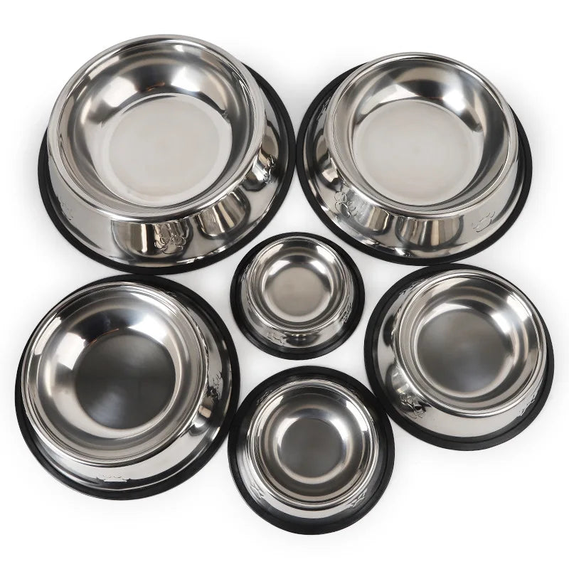 Stainless Steel Dog & Cat Bowl – Non-Slip, Anti-Ant, Durable Pet Feeder, 6 Sizes