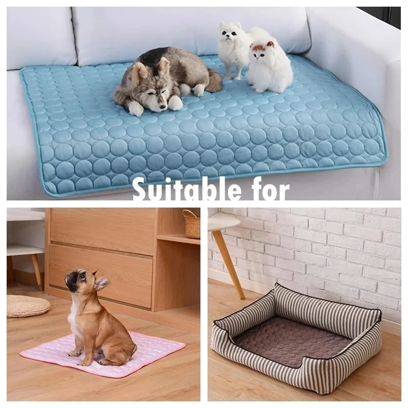 Summer Cooling Pet Mat – Ice Silk Bed for Dogs & Cats, Small to Large