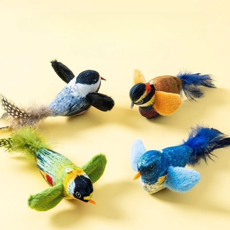 Interactive Cat Bird Toy | Catnip Plush Teaser with Realistic Sound