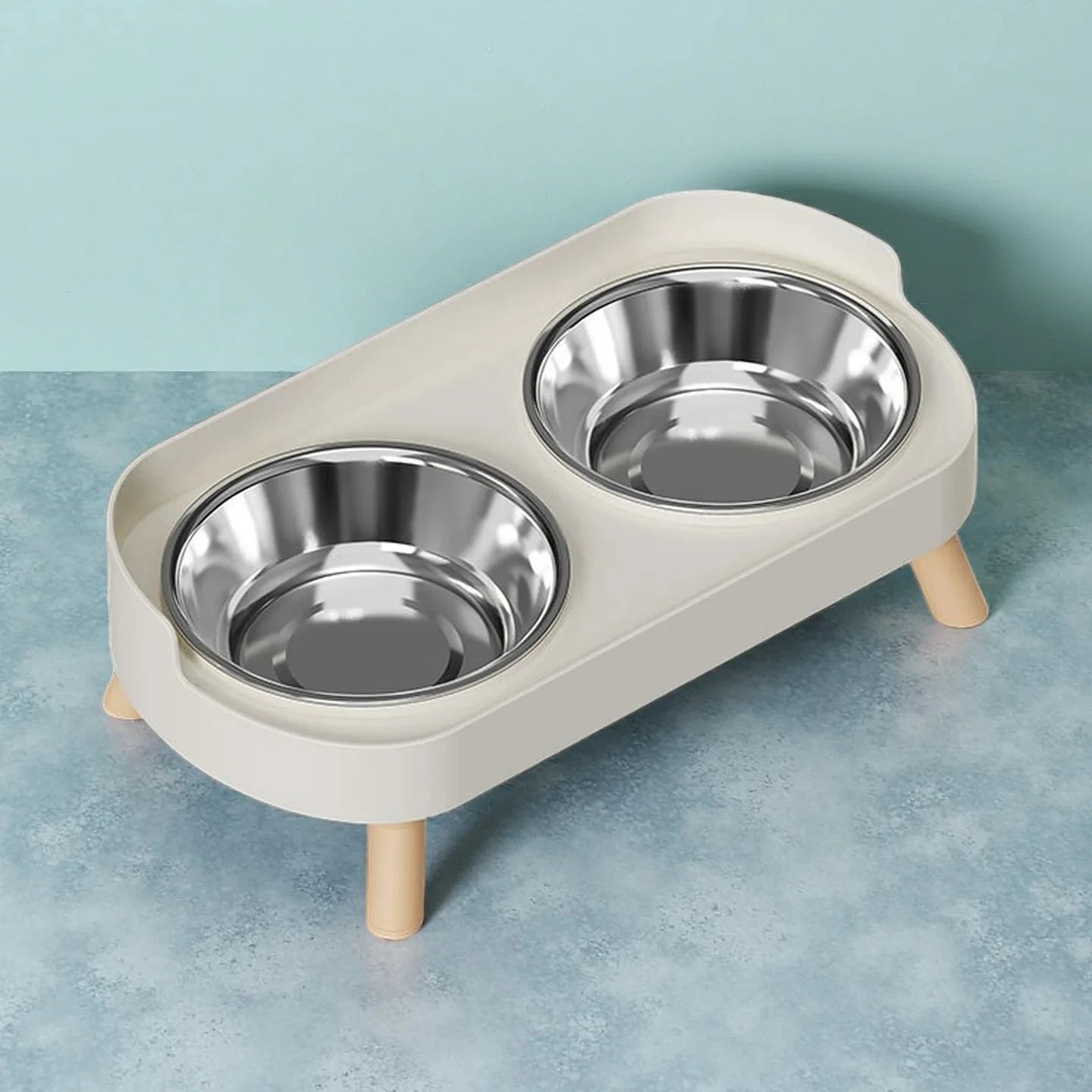 Elevated Pet Feeder – Dual Stainless Steel Bowls with Neck Support for Cats & Dogs