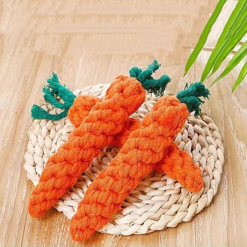 Cotton Rope Carrot Dog Toy – Durable Chew & Bite-Resistant Puppy Toy
