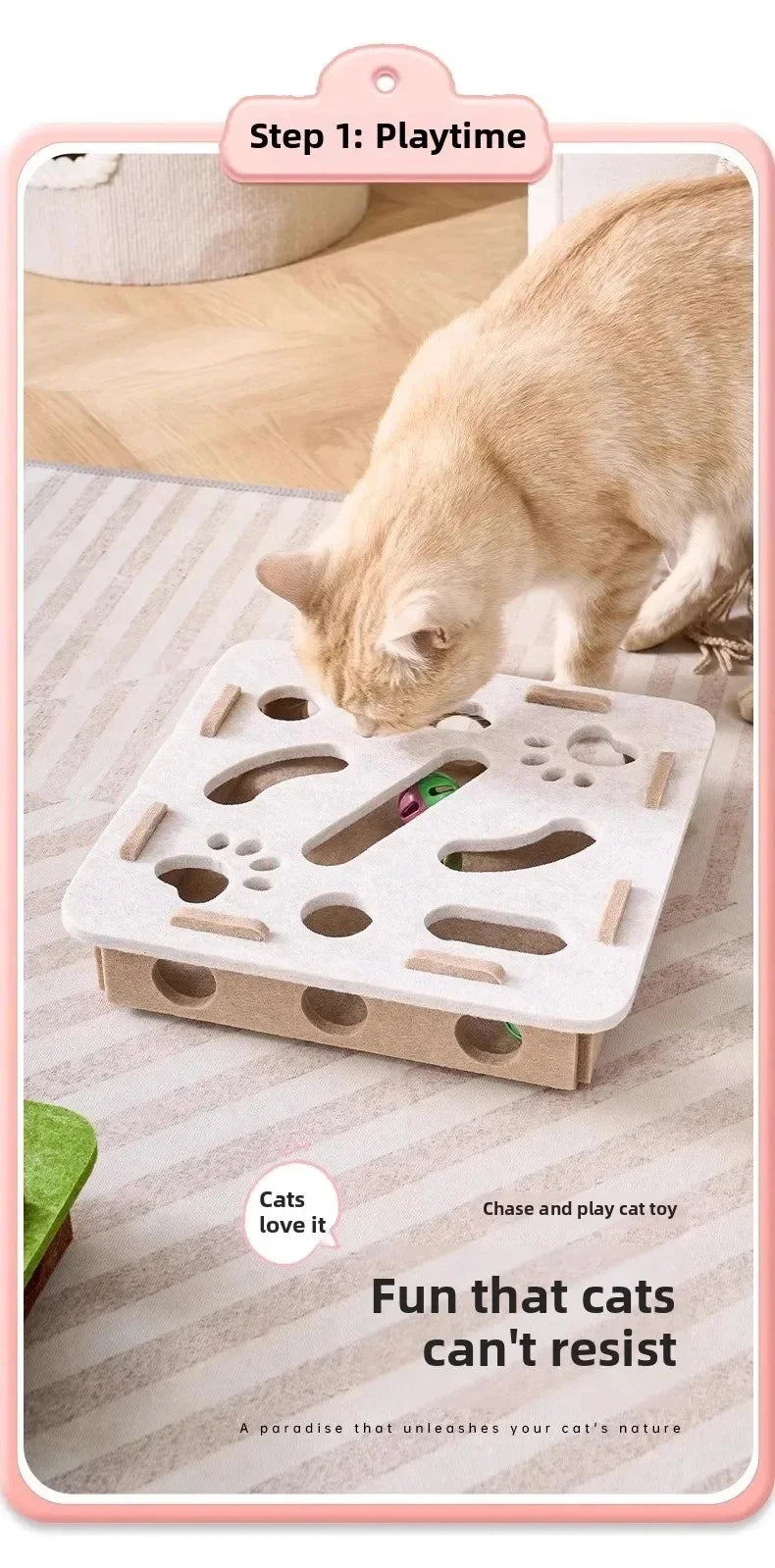 Cat Puzzle Toy Box | Interactive Indoor Ball & Exercise Toy for Cats