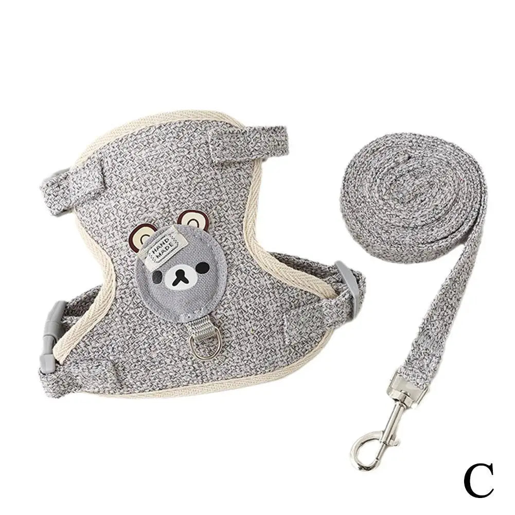 Adjustable Pet Harness & Leash – Breathable Vest for Small Dogs & Cats
