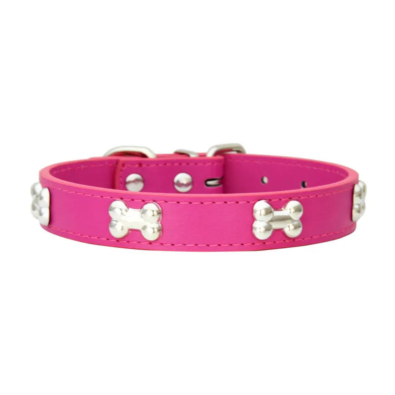 Durable Bone Leather Dog Collars – Adjustable Puppy & Small Dog Accessories