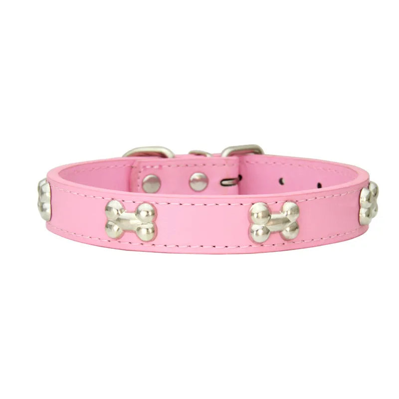 Durable Bone Leather Dog Collars – Adjustable Puppy & Small Dog Accessories