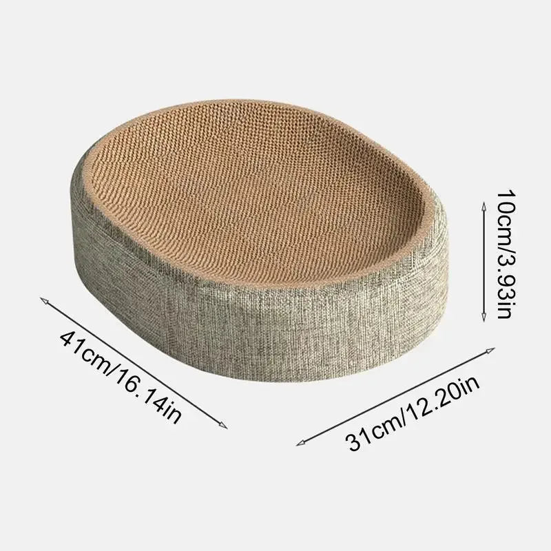 2-in-1 Oval Cat Scratcher & Cozy Bed – Durable Sisal Claw Toy & Furniture Protector