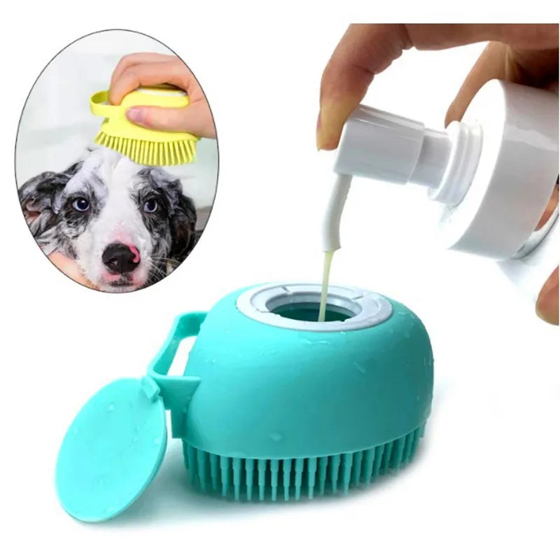 Dog & Cat Bath Brush – Silicone Massage & Shampoo Dispenser
