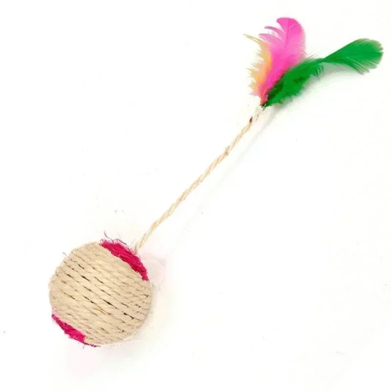 Cat Sisal Scratching Ball – Interactive Feather Toy for Kittens