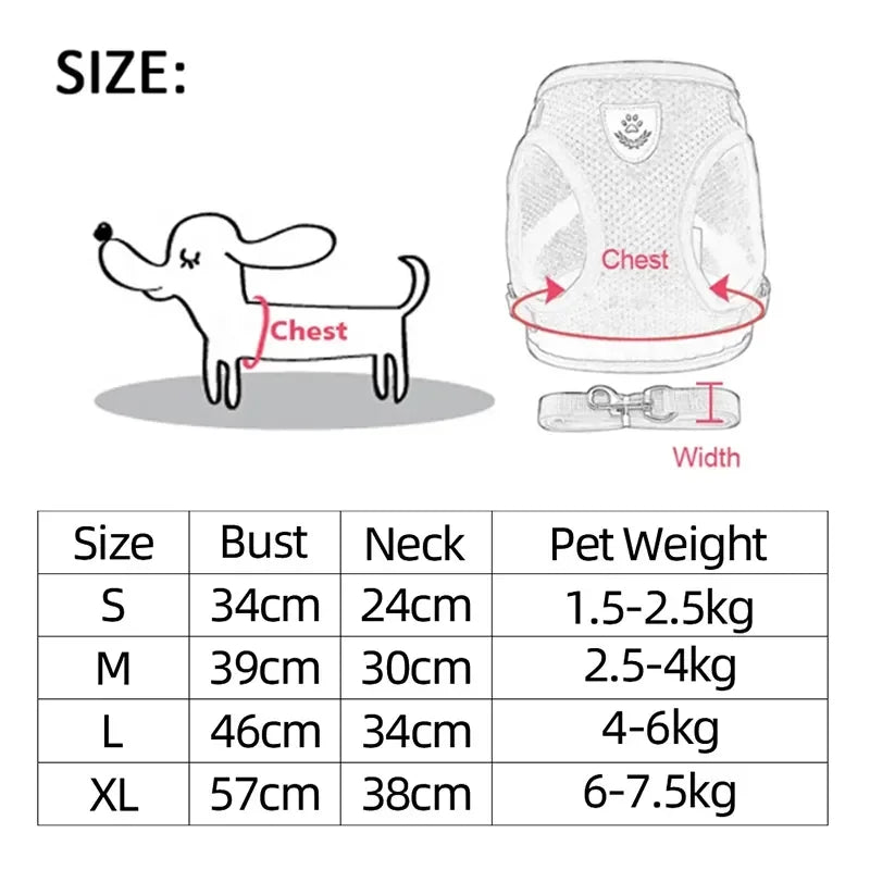 Adjustable Mesh Cat Harness Vest – Breathable Walking Leash for Small & Medium Pets