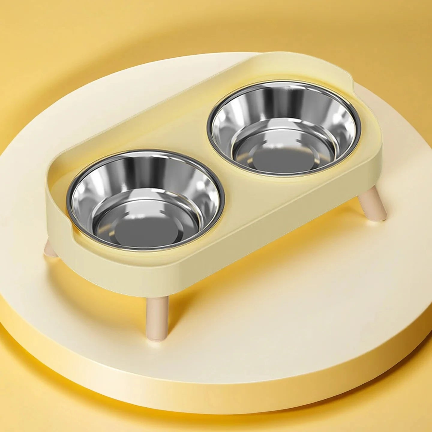Elevated Pet Feeder – Dual Stainless Steel Bowls with Neck Support for Cats & Dogs
