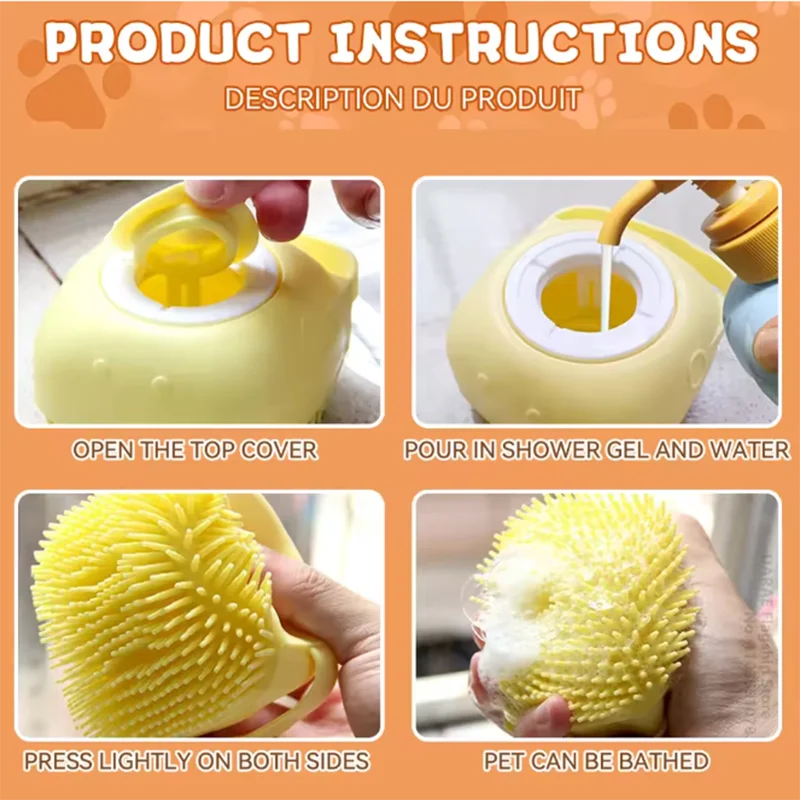 Pet Bath Massage Brush – Soft Silicone Grooming Tool for Dogs & Cats