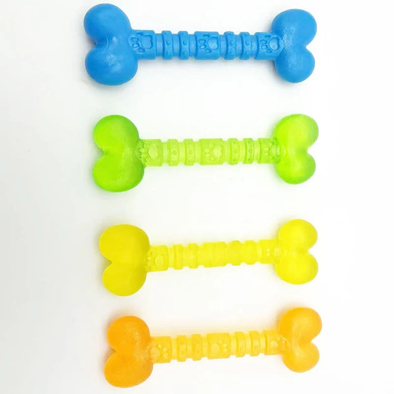 Interactive Rubber Dog Toys | Bite-Resistant Chew Bones & Rings for Small Dogs