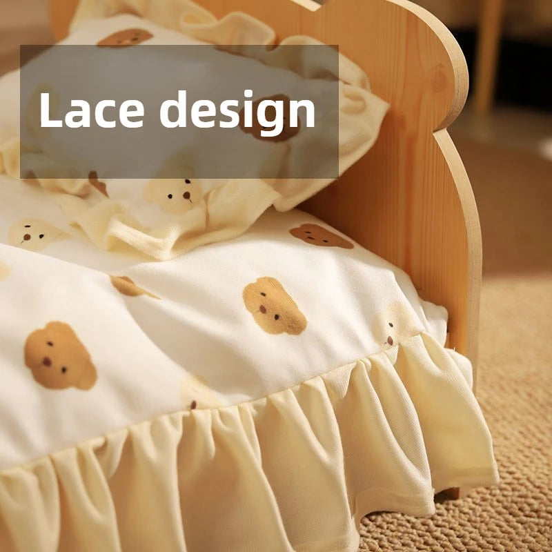 Wooden Cat Bed – Removable & Washable Four-Season Cozy Pet Bed