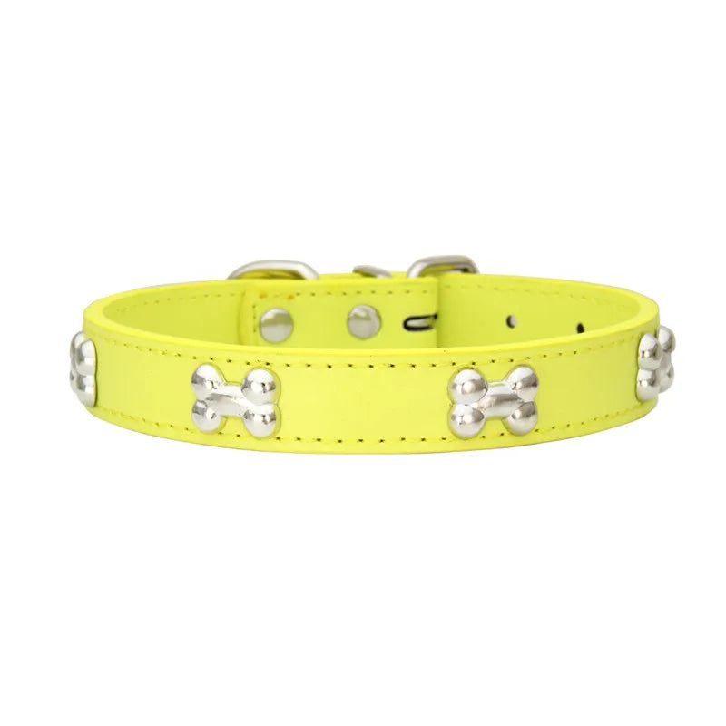 Durable Bone Leather Dog Collars – Adjustable Puppy & Small Dog Accessories