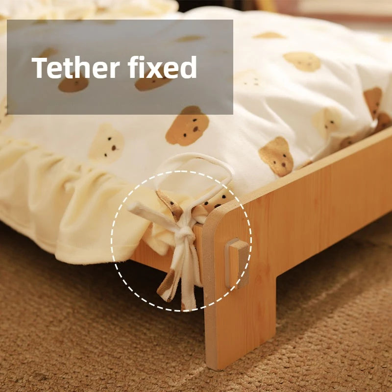 Wooden Cat Bed – Removable & Washable Four-Season Cozy Pet Bed