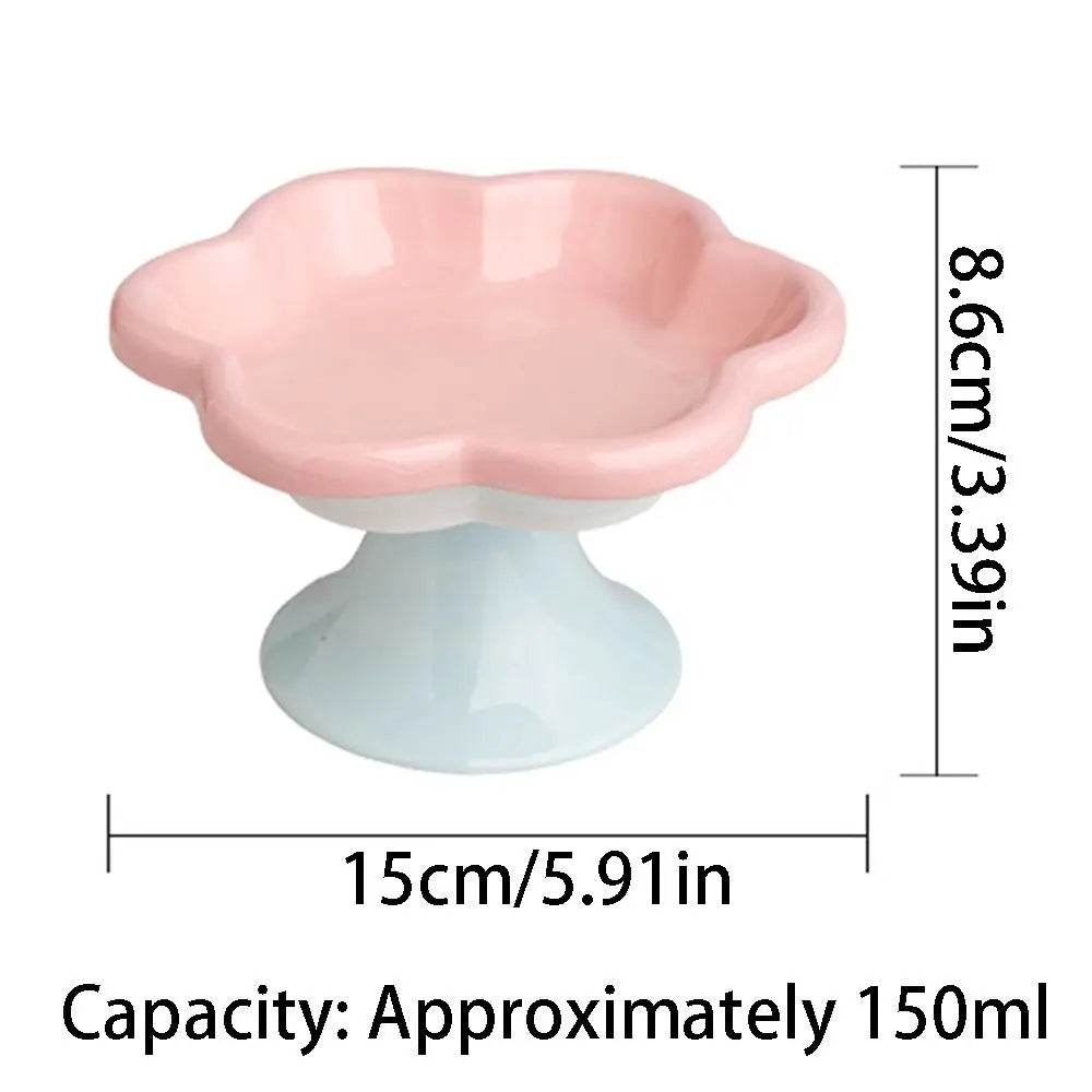 Anti-Tip Ceramic Cat Bowl – Elevated Pet Feeder for Eating & Drinking