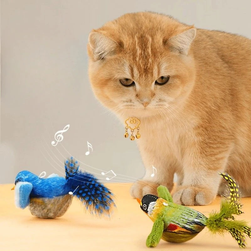 Interactive Cat Bird Toy | Catnip Plush Teaser with Realistic Sound