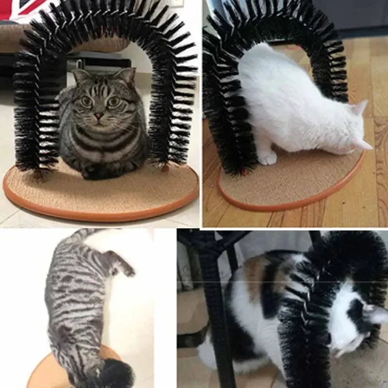 Cat Grooming Arch – Self-Massaging Scratching Brush with Pad