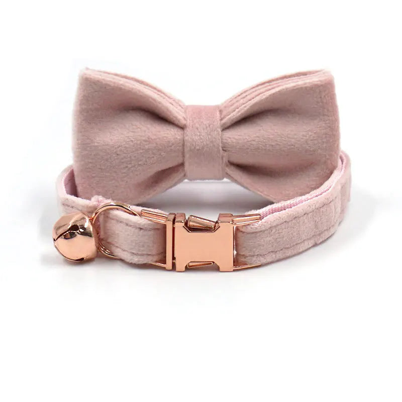 Velvet Pet Collar with Bow Tie & Bell | Adjustable Cat & Dog Accessory