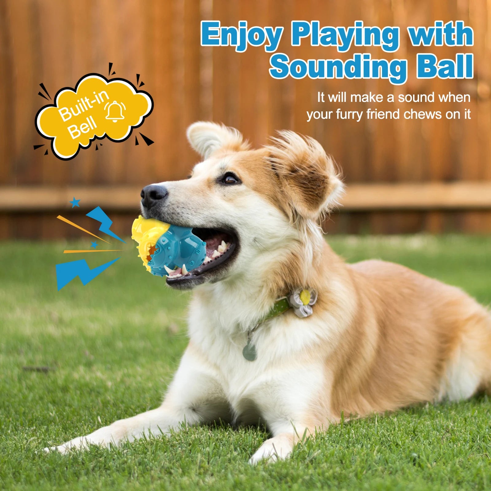 Interactive Dog Chew Toy Ball | Teeth-Cleaning, Sound & Treat Dispenser for Dogs