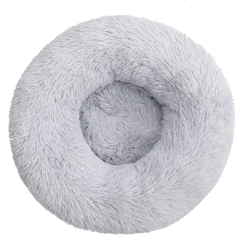 Round Plush Pet Bed – Super Soft Fleece Dog & Cat Bed, Winter Warm Sleeping