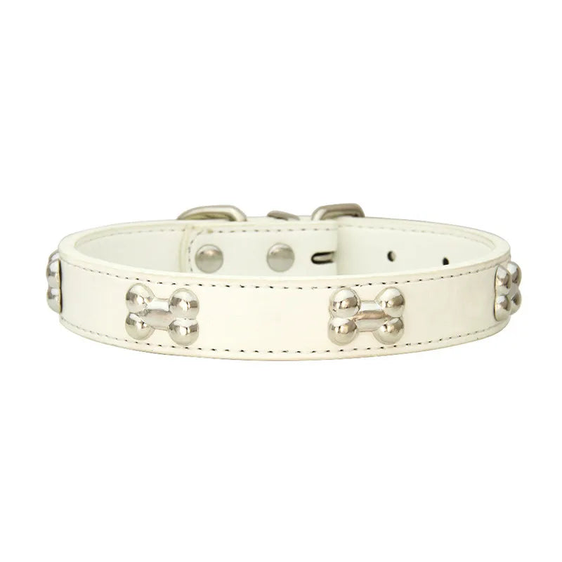 Durable Bone Leather Dog Collars – Adjustable Puppy & Small Dog Accessories