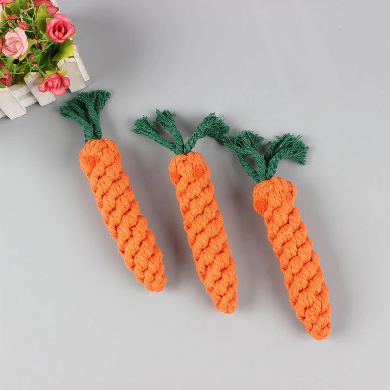 Cotton Rope Carrot Dog Toy – Durable Chew & Bite-Resistant Puppy Toy