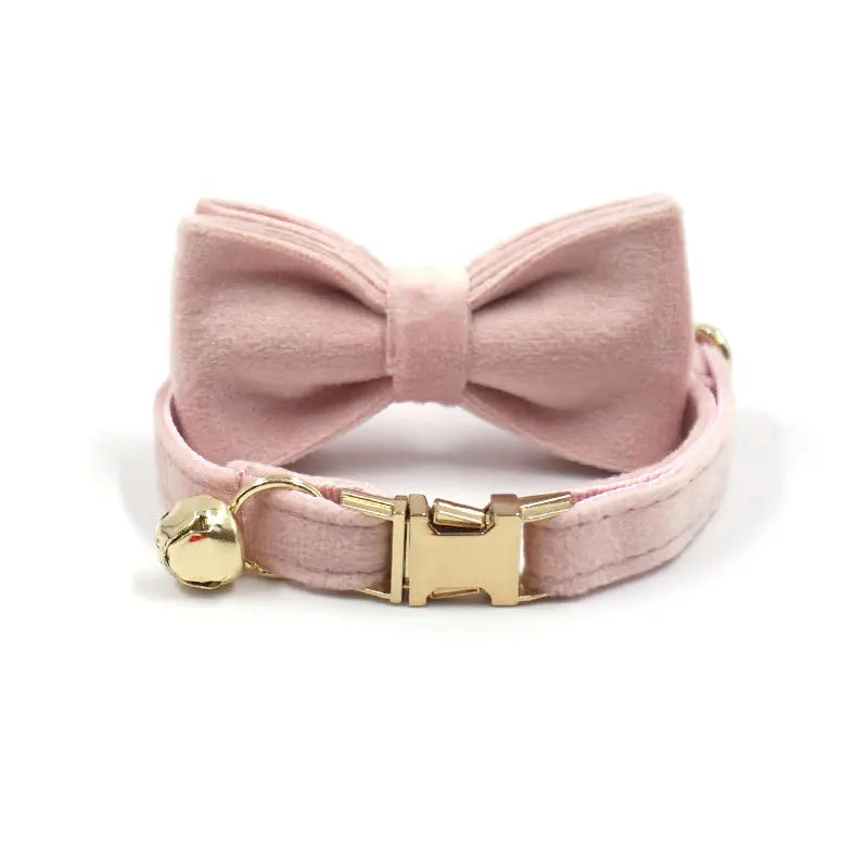 Velvet Pet Collar with Bow Tie & Bell | Adjustable Cat & Dog Accessory
