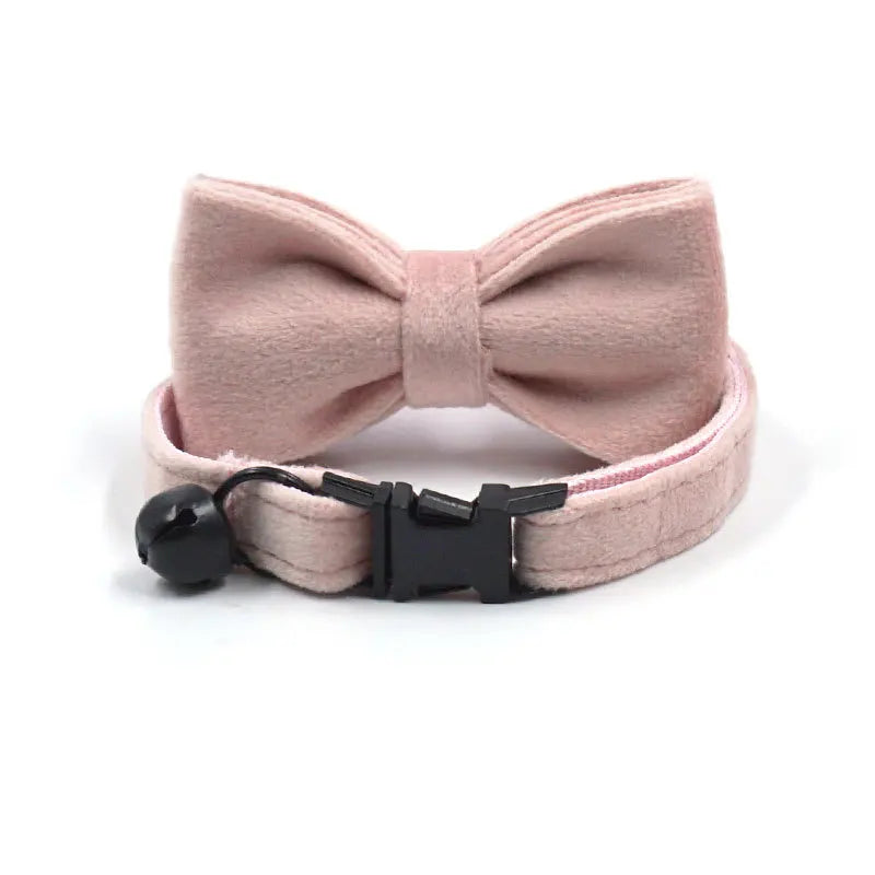Velvet Pet Collar with Bow Tie & Bell | Adjustable Cat & Dog Accessory