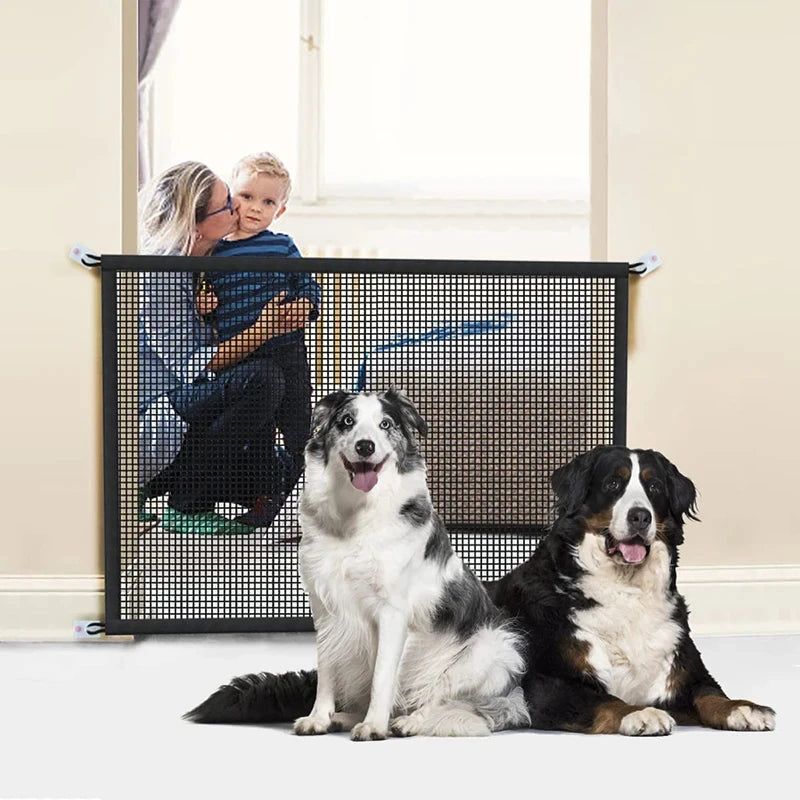 Portable Dog Safety Gate – Breathable Mesh Barrier for Stairs & Play Areas
