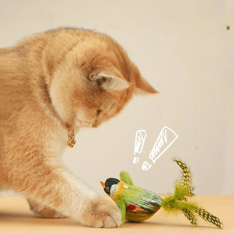 Interactive Cat Bird Toy | Catnip Plush Teaser with Realistic Sound