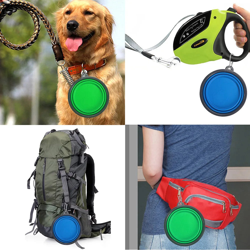Collapsible Pet Bowl – Portable Silicone Dog & Cat Food and Water Dish with Carabiner