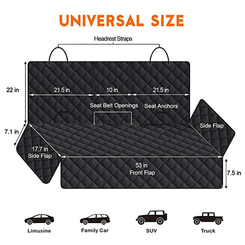 Waterproof Car Dog Seat Cover – Nonslip Backseat Protector for Dogs