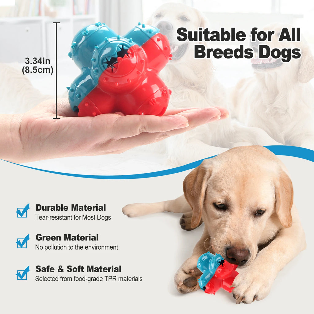 Interactive Dog Chew Toy Ball | Teeth-Cleaning, Sound & Treat Dispenser for Dogs