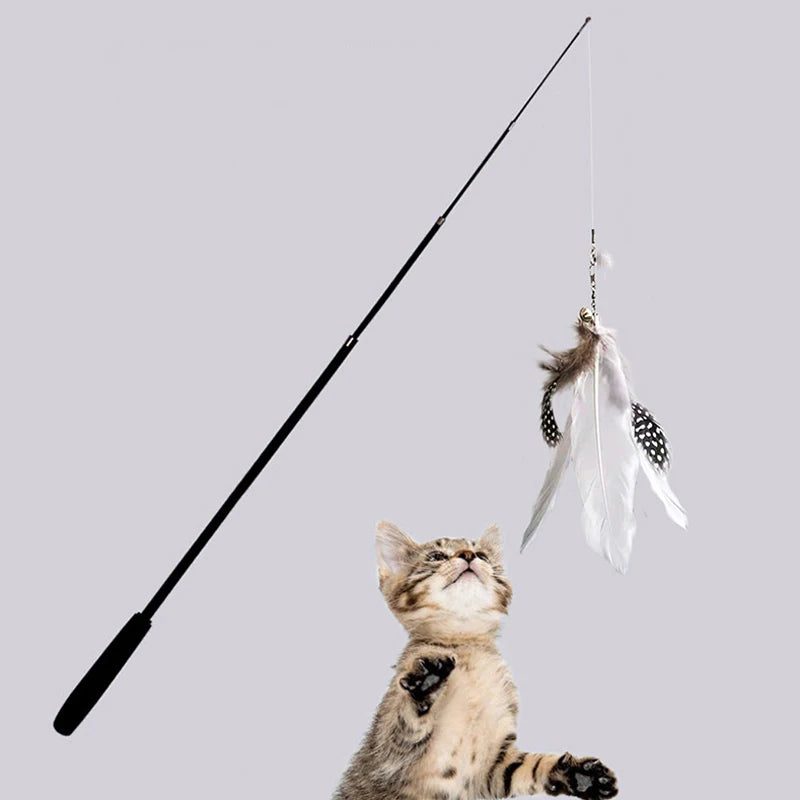 Telescopic Cat Feather Toy – 1.8m Extended Interactive Stick for Cats