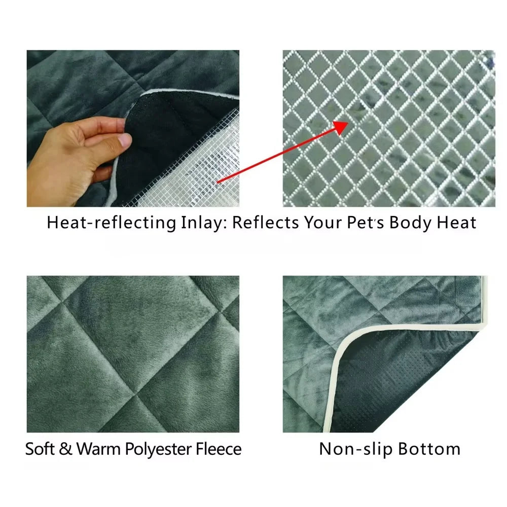 Self-Warming Pet Blanket with Built-In Pee Pad | Reusable Thermal Mat for Dogs & Cats