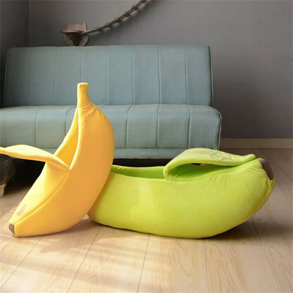 Banana-Shaped Cat & Dog Bed | Cozy Indoor Pet Bed for Small Cats & Dogs
