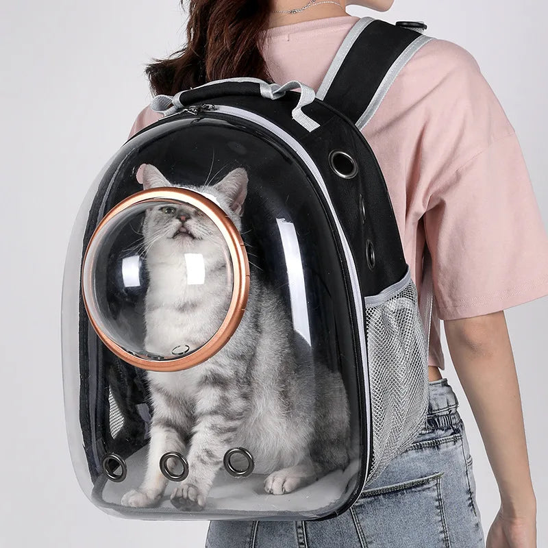 Cat Backpack Carrier – Transparent Space Capsule Pet Travel Bag for Small Cats & Dogs