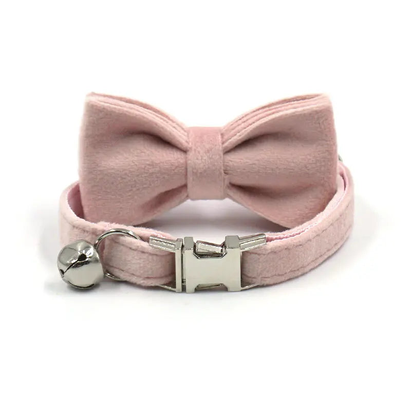 Velvet Pet Collar with Bow Tie & Bell | Adjustable Cat & Dog Accessory