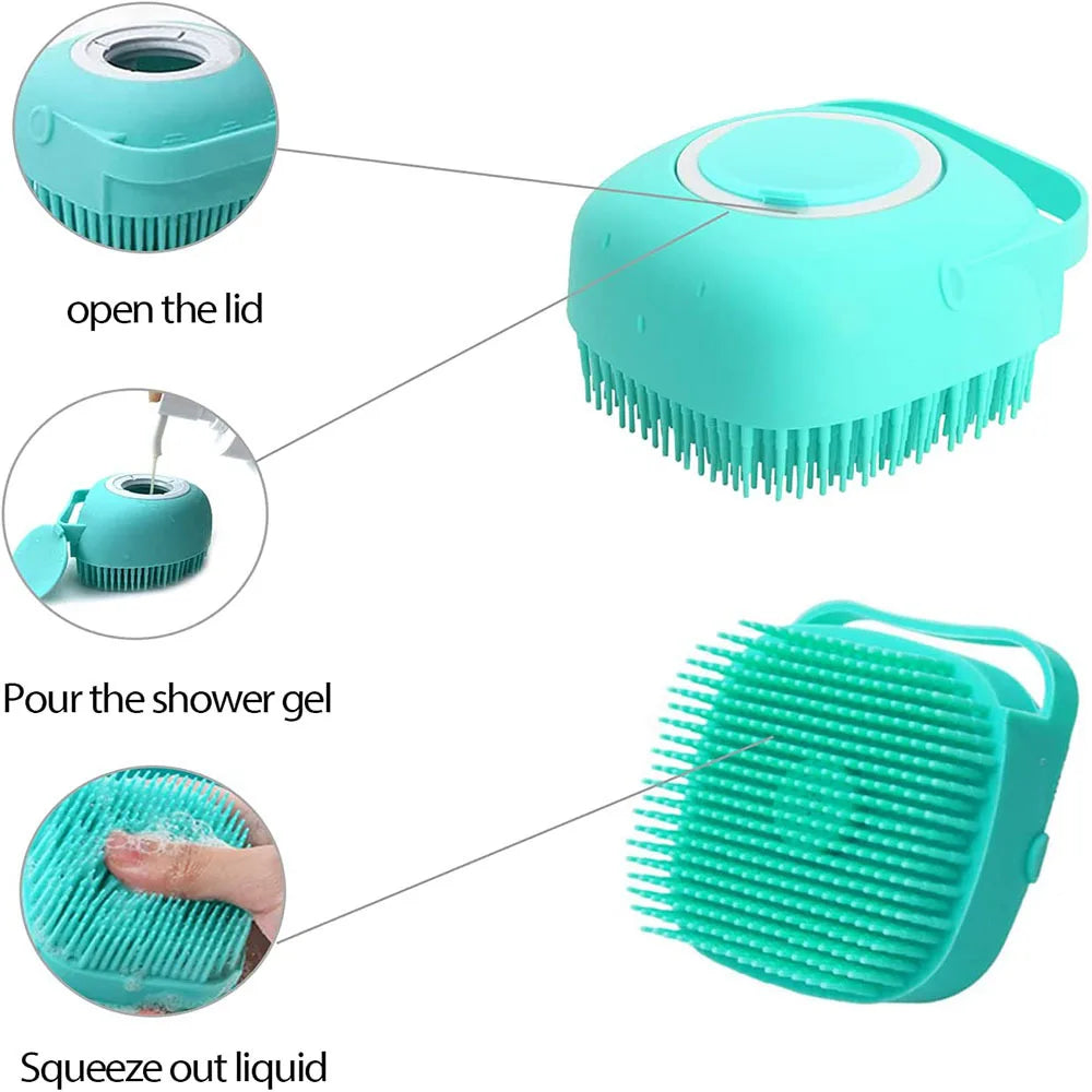 Dog & Cat Bath Brush – Silicone Massage & Shampoo Dispenser