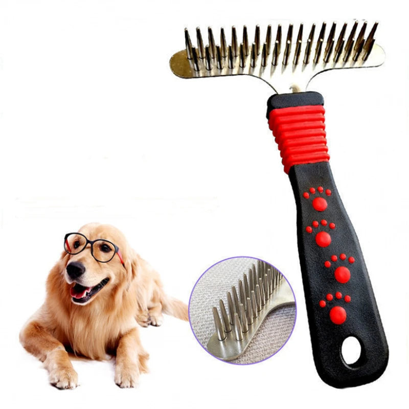 Deshedding Grooming Rake – Detangling Comb for Long-Haired Dogs