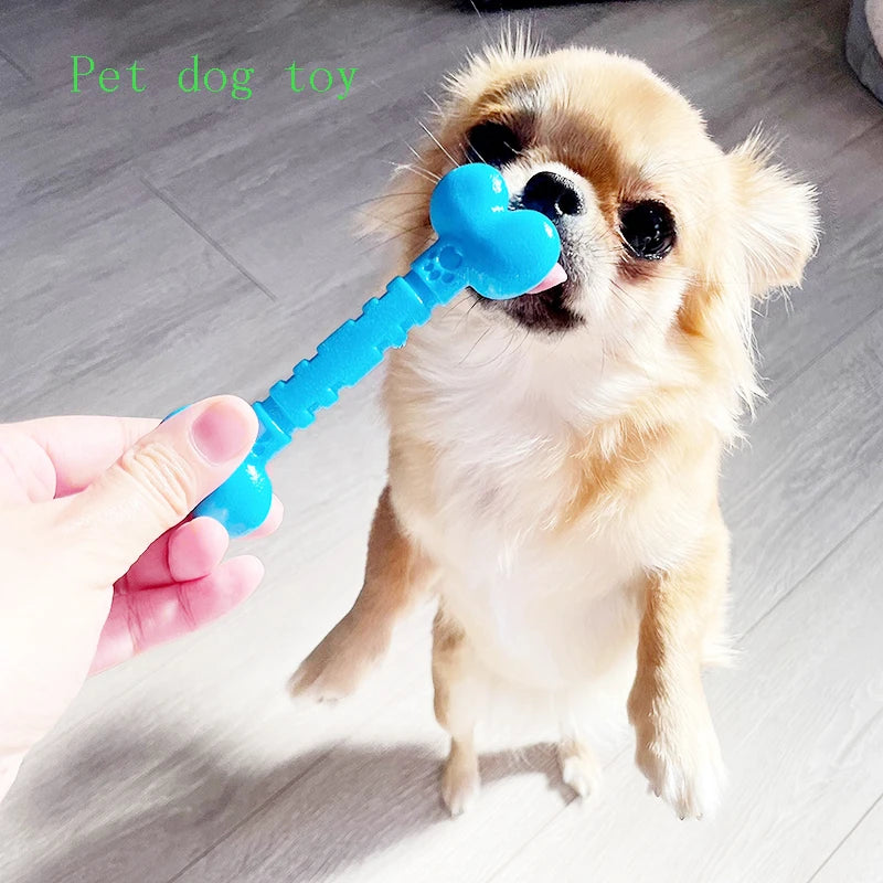 Interactive Rubber Dog Toys | Bite-Resistant Chew Bones & Rings for Small Dogs