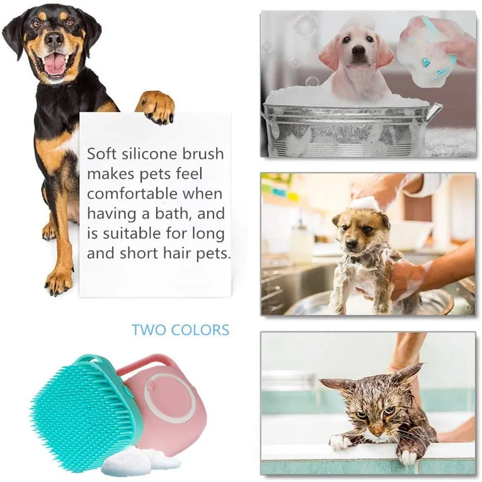 Dog & Cat Bath Brush – Silicone Massage & Shampoo Dispenser