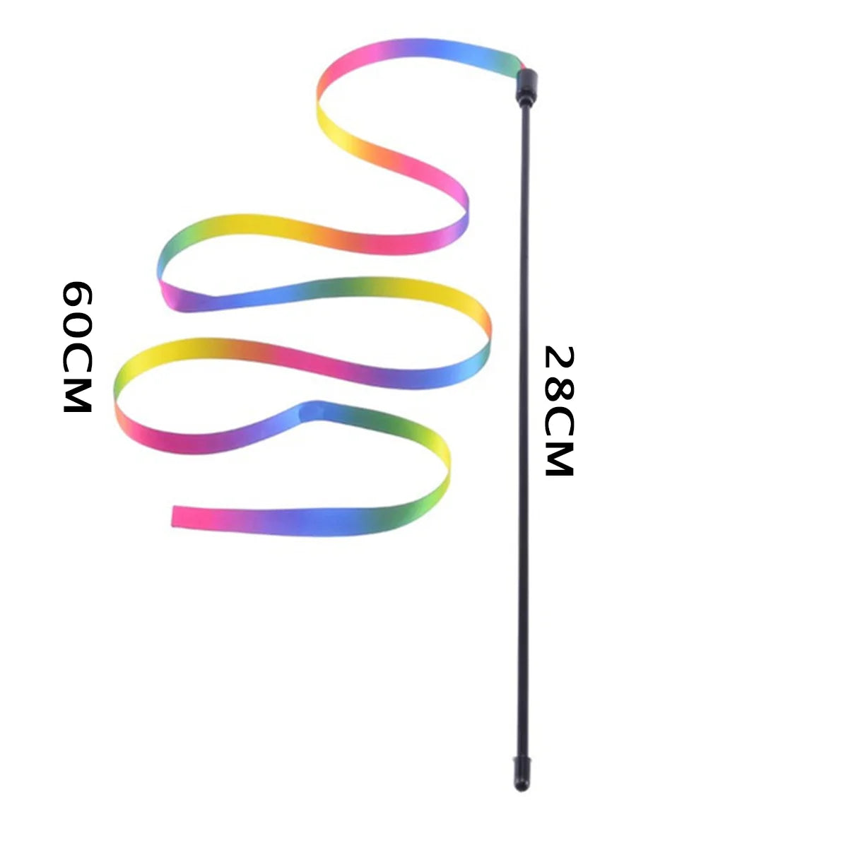 Interactive Cat Teaser Wand – Rainbow Ribbon Stick for Play & Exercise