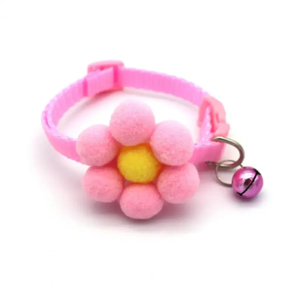 Flower Cat Collar – Adjustable Bell Necklace for Kittens & Small Cats