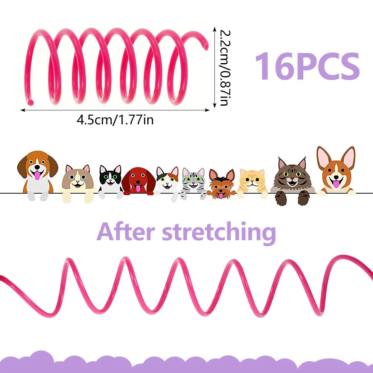 16-Piece Colorful Cat Spring Toys – Interactive Kitten Coil Plastic Toy for Cats