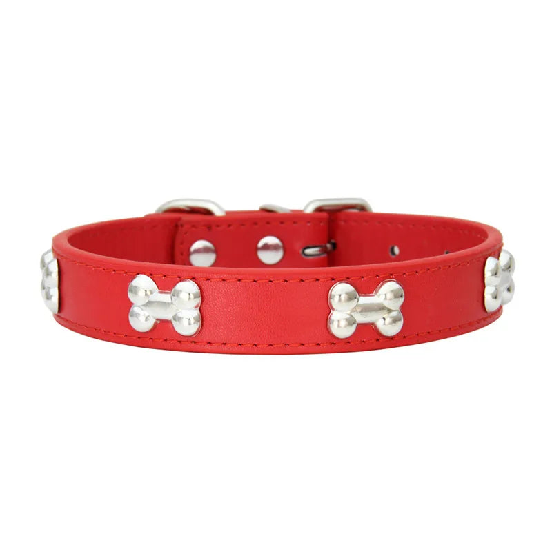 Durable Bone Leather Dog Collars – Adjustable Puppy & Small Dog Accessories