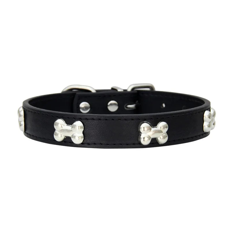 Durable Bone Leather Dog Collars – Adjustable Puppy & Small Dog Accessories